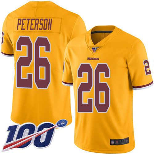 Washington Redskins Limited Gold Men Adrian Peterson Jersey NFL Football #26 100th Season Rush